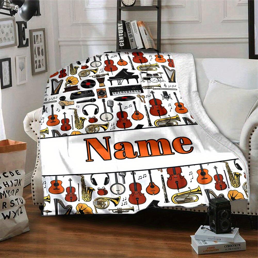 Music Instruments Home Customize Your Name Blankets Comfortable Soft Lightweight Multipurpose Blanket For Picnic Sofa Office Bed Living Room Suitable