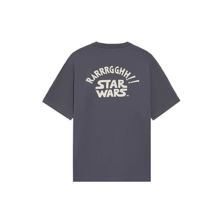 Li-Ning Disney Collaboration Series Cartoon Letter Print Loose Round Neck Short Sleeve Drop Shoulder T-Shirt Unisex T-Shirt Thunder-Gray AHSS875-1