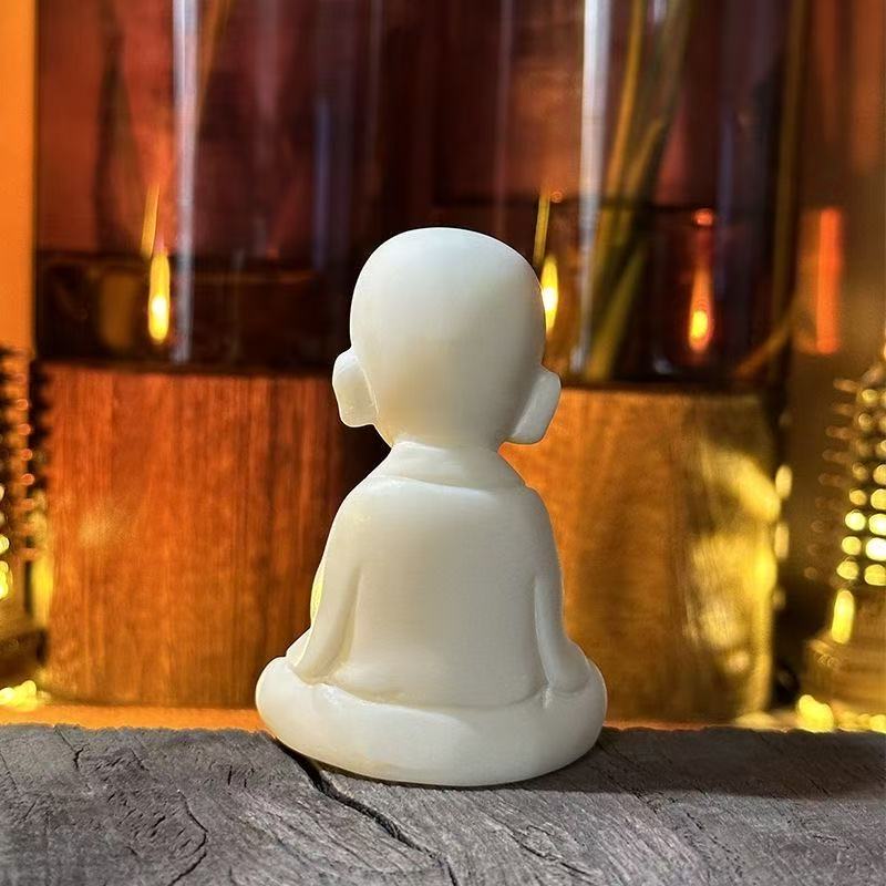 Zen Młody Mnich Figurki Dekoracyjne Rzeźba Figury Buddyjskiej Urocze Dekoracje Ozdoby do Domu Pokoju Biura Ogrodu