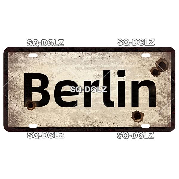 Vintage Berlin City War Metal Tin Sign | Retro Store & Bar Wall Decor Poster | Home Art Plaque