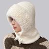 Gestrickte Kopfbedeckung Einfarbig 3-in-1 Damen Strickmütze Schal Gesichtsschutz Winddicht Skifahren Wandern Fleecegefüttert Winter Stirnband