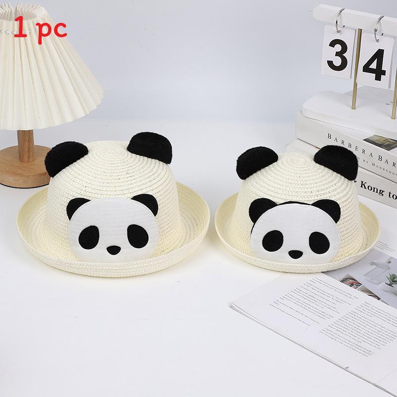 Panda Cartoon Zonnehoed Voor Kinderen En Volwassenen Met Brede Rand Ademend Stro Zomer Buitenkleding