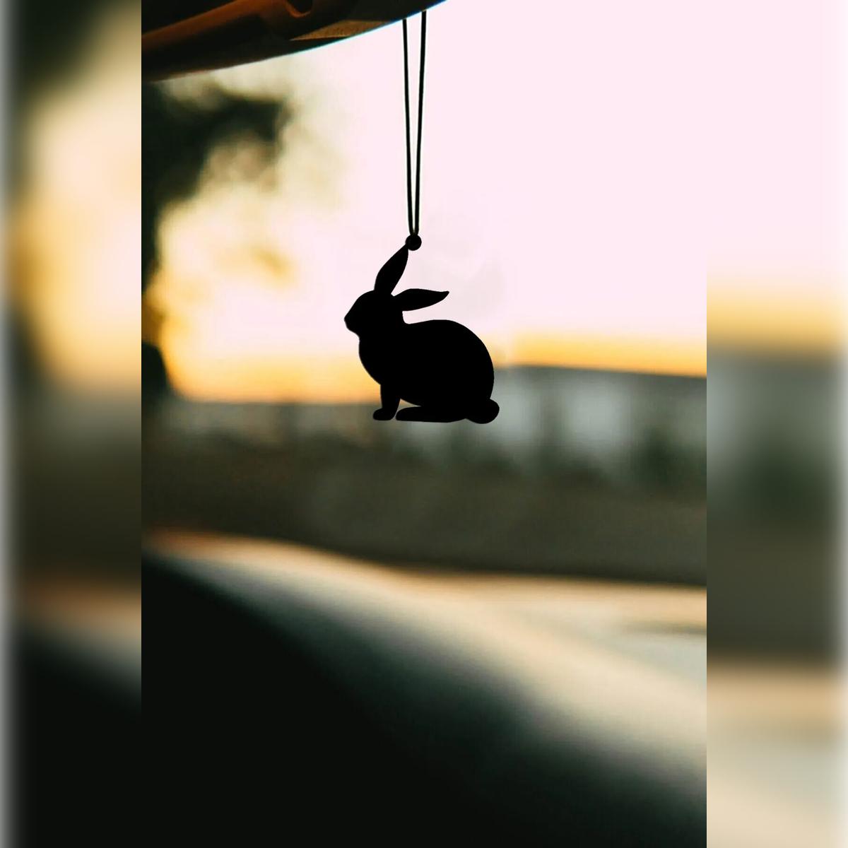 

Metal Rabbit Motif Rearview Mirror Ornament Car Accessory Hanging Decoration