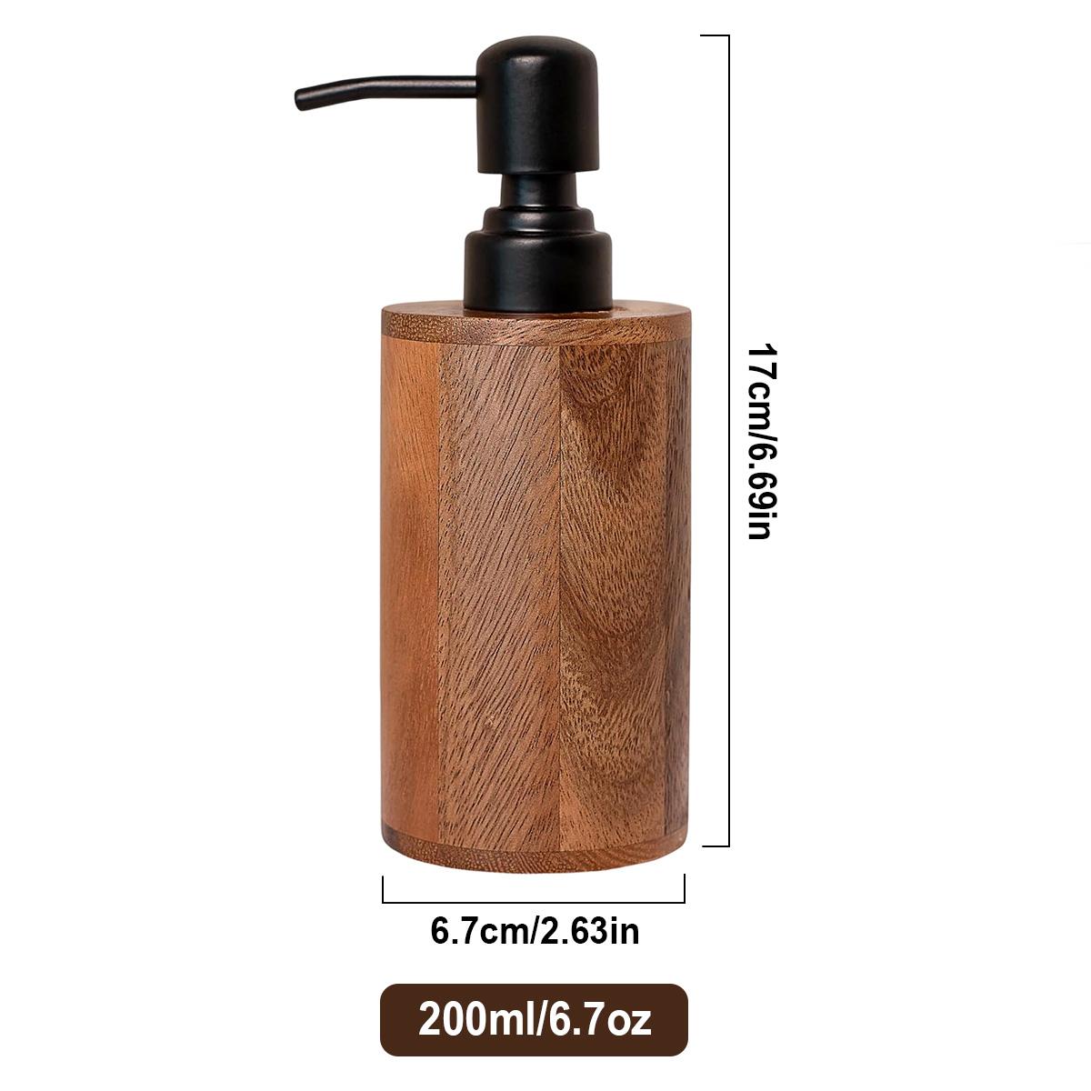 Walnut Wood Lotion Jars - 6/13oz Hand Soap Dispenser with Pump, Refillable Lotion Dispenser, Modern Wood Lotion Container