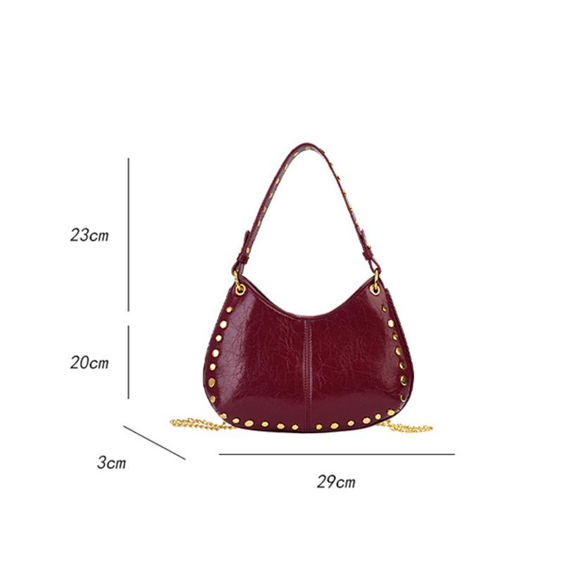 Shoulder Bag for Women Rivet Punk Underarm Bag PU Leather Studded Clutch Purse Trendy Hobo Purse for Work Travel Shopping CLE
