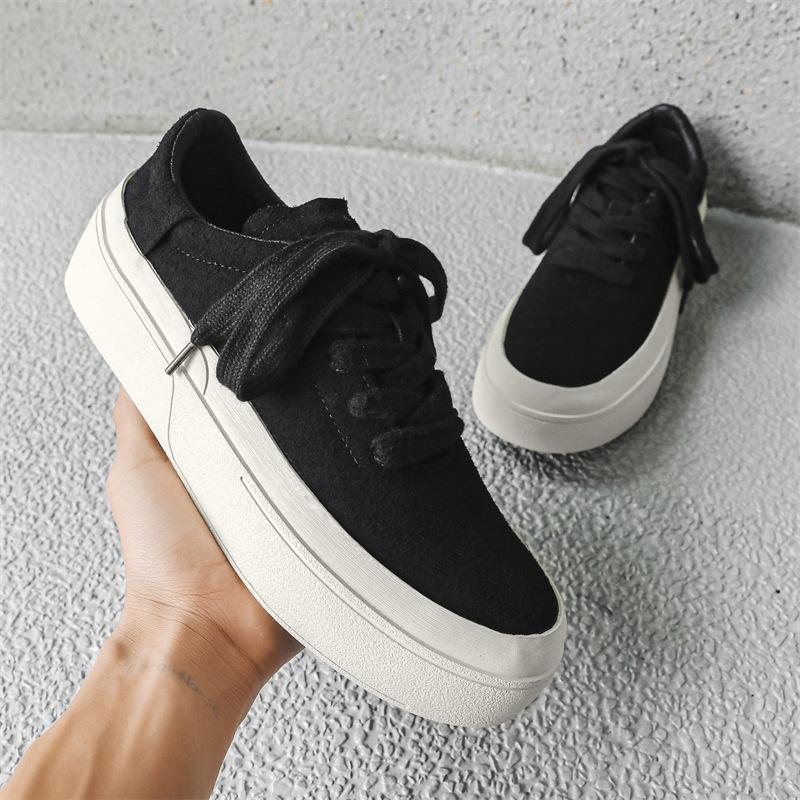 

AFANTING модные брендовые низкие вулканизированные туфли ретро японские флип-туфли из меха парусиновые туфли модные мужские туфли с увеличенным голенищем X221 39 чёрный