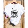 Fall Autumn T-shirts Clothing Short Sleeve Halloween Pumpkin Style Letter Thanksgiving Festival Women Female Top Graphic Tee