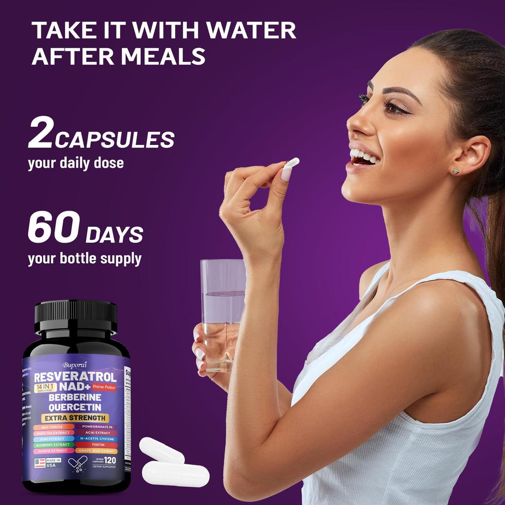 Resveratrol Supplements, Milk Thistle, Berberine, Quercetin, and Green Tea Extract Improve Aging and Provide Antioxidant Benefits.