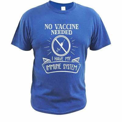 Aşıya Gerek Yok Bağışıklık Sistemim Var T Shirt Aşı Karşıtı Tişört Bisiklet Boyun Üstleri Tee %100 Pamuk