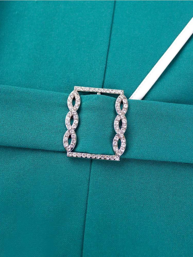 Kvinner Elegant Bodycon-kjole med O-hals 3D Blomsterbelte Patchwork Høy midje Asymmetrisk Pakke Hofte Splitt Festantrekk