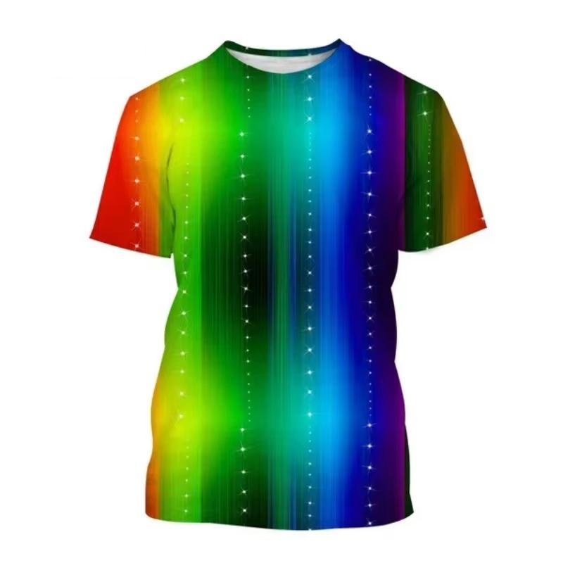 Summer Round Neck 3D Colorful Abstract Art & Geometric Pattern Printed Fashionable Casual Short Sleeved Children's Boy and Girl Kids Unisex T-shirts