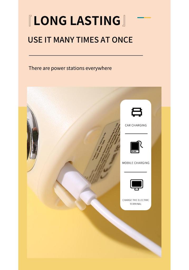 Compact Rechargeable Electric Fruit Juicer with Auto-Clean Function for Home Use