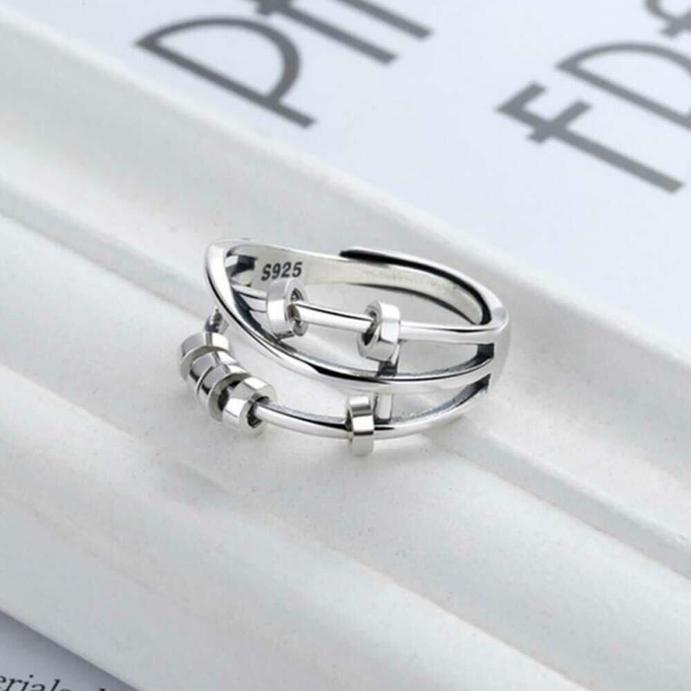 Ring Bead Silver Stress Relief Anxiety Transfer Bead Fashion Accessory Women