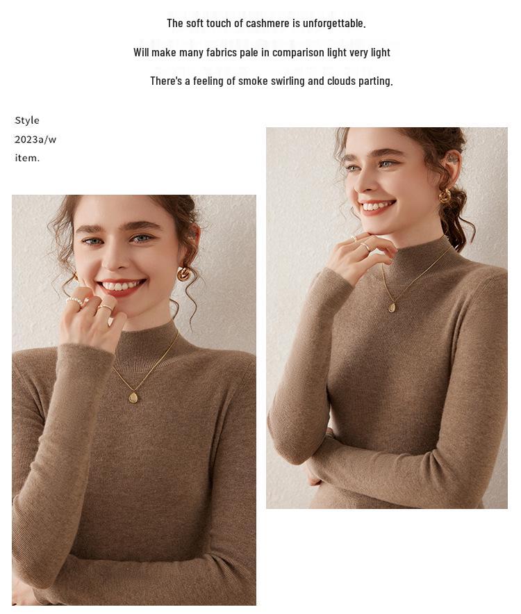 Autumn/Winter 2024 Women's Slim Fit Half-High Neck Cashmere Sweater