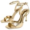 Zara Pu Open-Toe Vintage Patent Leather High Heels One-Strap Sandals 9.5Cm Women Sandals Gold 2372510091