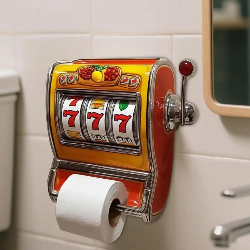 Wall Mounted Slot Machine Toilet Paper Holder, Plastic Fun Slot Machine Toilet Roll Holder, Easy To Install and Decorate