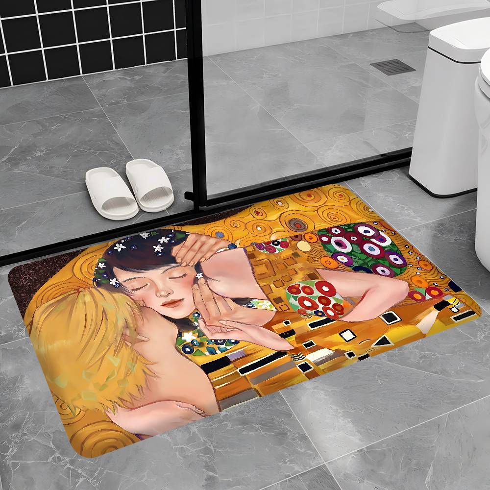 Gustav Klimt The Kiss Floor Mat Rectangle Anti-slip Home Soft Badmat Front Door Indoor Outdoor Mat Welcome Doormat