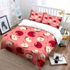 Apple Pattern Decorative Set Bedding Set with 1 Duvet Cover 2 Pillowcases Single Double King Queen, Gift