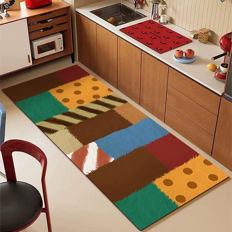 Carpet for Kitchen Floor Mat PVC Waterproof Oil-Proof Non-Slip Leather Rug Geometric Pattern Rugs Long Size Home Decor Carpets