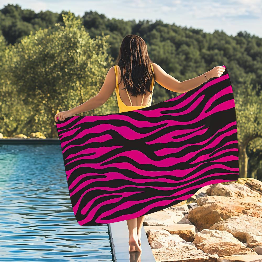 Black White Print Zebra Anime Towel Quick Drying Beach Towels Are Suitable For Swimming Pools Camping Yoga And The Gym