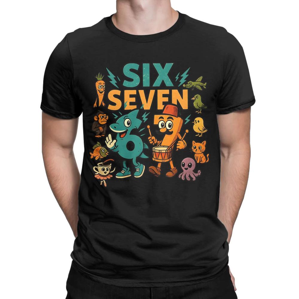 67 Six Seven Italian Brainrot Kids Gaming Meme TShirts Mens Cotton Tee Shirt Round Neck Short Sleeve T Shirts Graphic Clothing