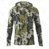 Mens Camo Hooded Fishing Outfit Quick-Dry Breathable UV Protection Outdoor Camping Hiking Sportswear