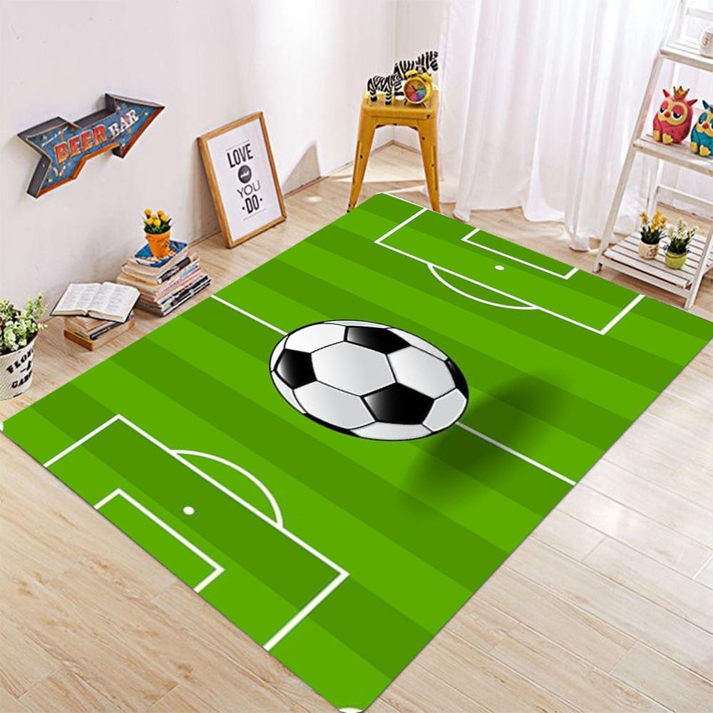Football Field Pattern Carpet for Living Room Anti Slip Doormat Suitable Bedroom Kids Play Area Sports Floor Mat for Home Decor