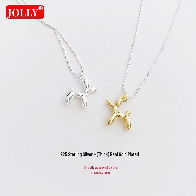 Náhrdelník s príveskom balónového psa z rýdzeho striebra S925 - Dámska retiazka na kľúčnu kosť, choker šperk.