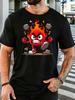 Mad Fire Cartoon Mascot Print Unisexs Soft Cotton Crew Neck Short Sleeve Tee Loose Casual Summer Outdoor Daily Street Wear For Unisex