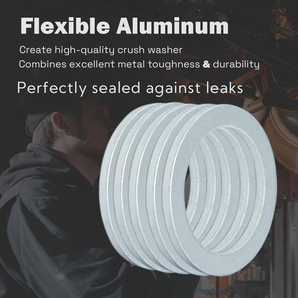 M-CUBED 50pcs M12 Drain Plug Gasket Aluminum Crush Washer Seal Ring 12mm X 18mm X 2mm