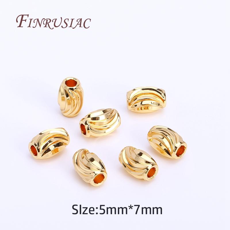 18K Real Gold Plated Tube Spacer Beads,Beading Beads,Cut Corrugated Beads For Needlework DIY Bracelets Necklace Making