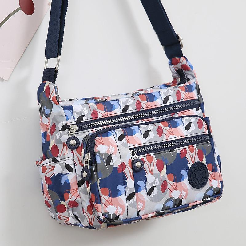 New Vintage Fashion Crossbody Bag Print Multi-Layer Large Capacity Middle-Aged Mom Bag Oxford Fabric Women Bag
