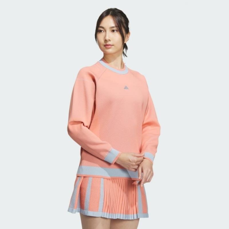 Adidas Golf 2023 Fw Women Golf Prime Knit Crewneck Long Sleeve Pullover Sweater Hz6038