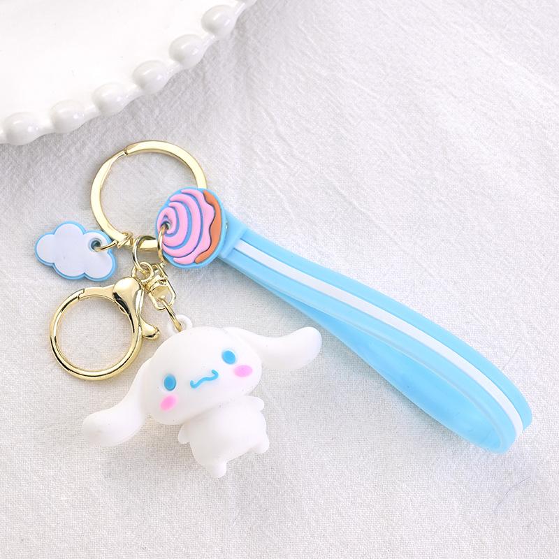 Søtt Sanrio Tegneserie Nøkkelring: Kuromi & Cinnamoroll Plysj Veskeanheng