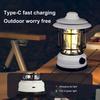 Retro Shape Outdoor Camping Light IPX4 Vanntett Type-C Hurtigladekrok Design Teltlampe Multifunksjonell håndholdt utendørslampe
