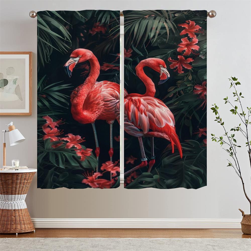 Flamingo Modern Living Room Curtains for Bedroom Kitchen Curtain Tiebacks Blinds Modern Home Decoration Blind Blackout Curls