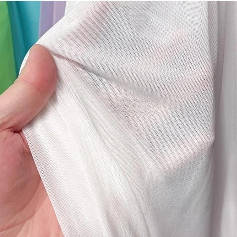 Wide 150cm Nylon Mesh Fabric Spandex High Elastic Dense Black White for DIY Sewing Lace Shirt Stockings