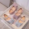 Girls' Sparkle Rhinestone Princess Bow Mary Jane Shoes with Soft Sole