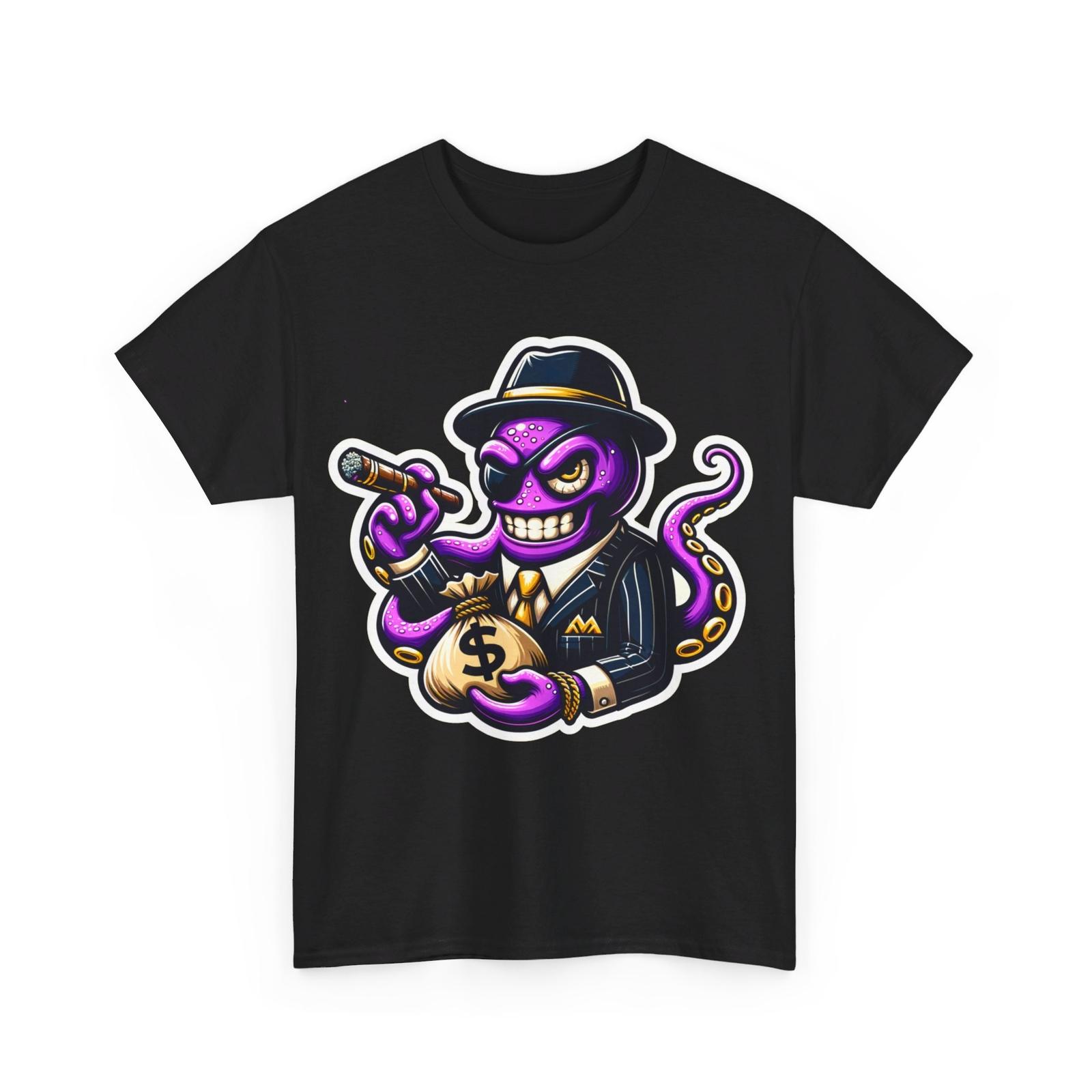 

Unisex Adult T Shirt Purple Gangster Octopus in Striped Suit Villain Character S разноцветный