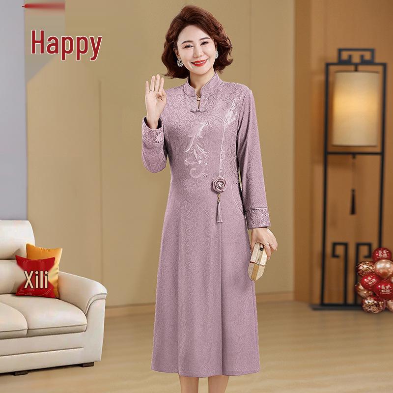 Elegant Spring Dress for Mother of the Bride or Wedding Guest - Stylish Attire for Middle-Aged and Elderly Women