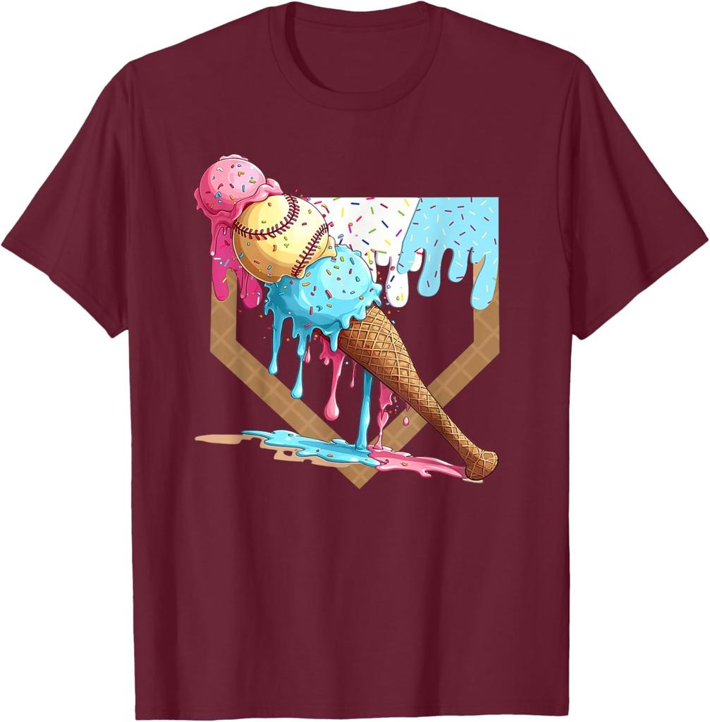 Baseball Ice Cream Dripping Baseball Home Plate Drip Unisex T-Shirt