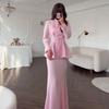 2025 Stylish European & American Women's Long Sleeve Buttoned Waist Slimming Dress