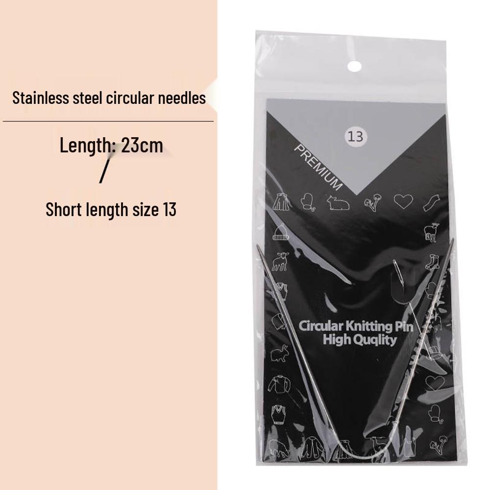 23cm Wool Knitting Circular Needle Set for Sweaters & Sleeves - Stainless Steel & Bamboo.