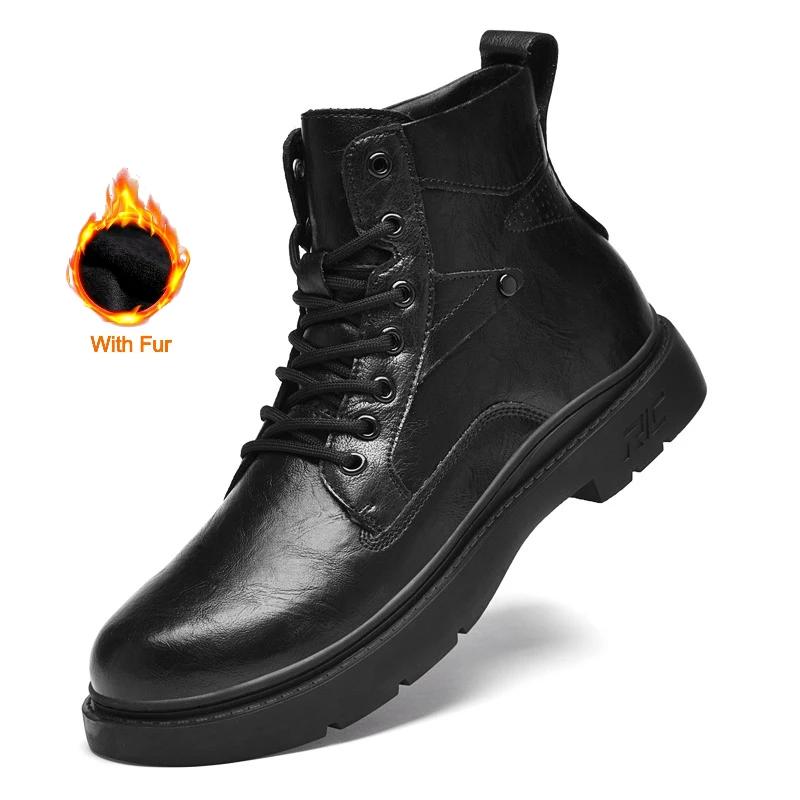 Classic High-Top Laced Walking Boots Outdoor Durable Comfortable And Casual Boots British Style Men's Genuine Leather Work Boots