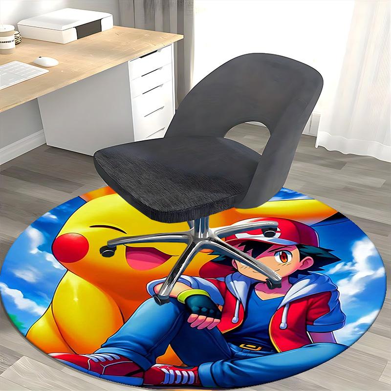 1pc Pikachu Pikachu Round Carpet - Anime Design Chair Mat for Office, Home Decor, Living Room