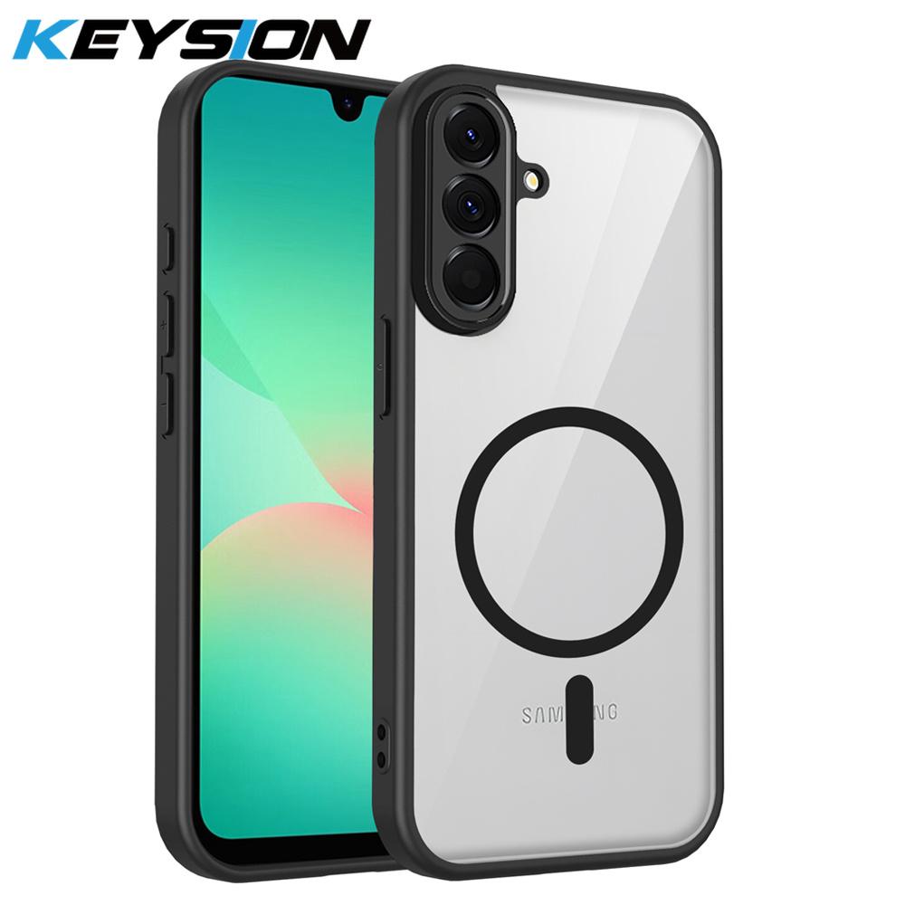 KEYSION Coque de téléphone magnétique transparente pour Samsung A57 5G A37 A27 5G Silicone+PC HD Transparente Housse antichoc pour Galaxy A17 4G 5G