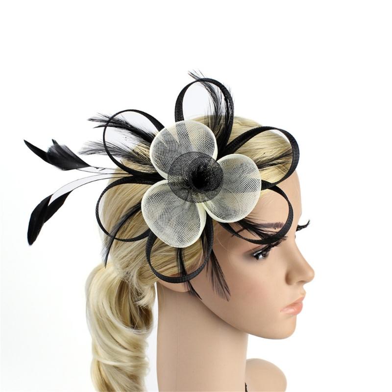 

Women Church Baptism Hat Headband Fascinator Hair Clip for HorseRacing Roleplay Hair Pin TeaParty Wedding Hair Decor 1