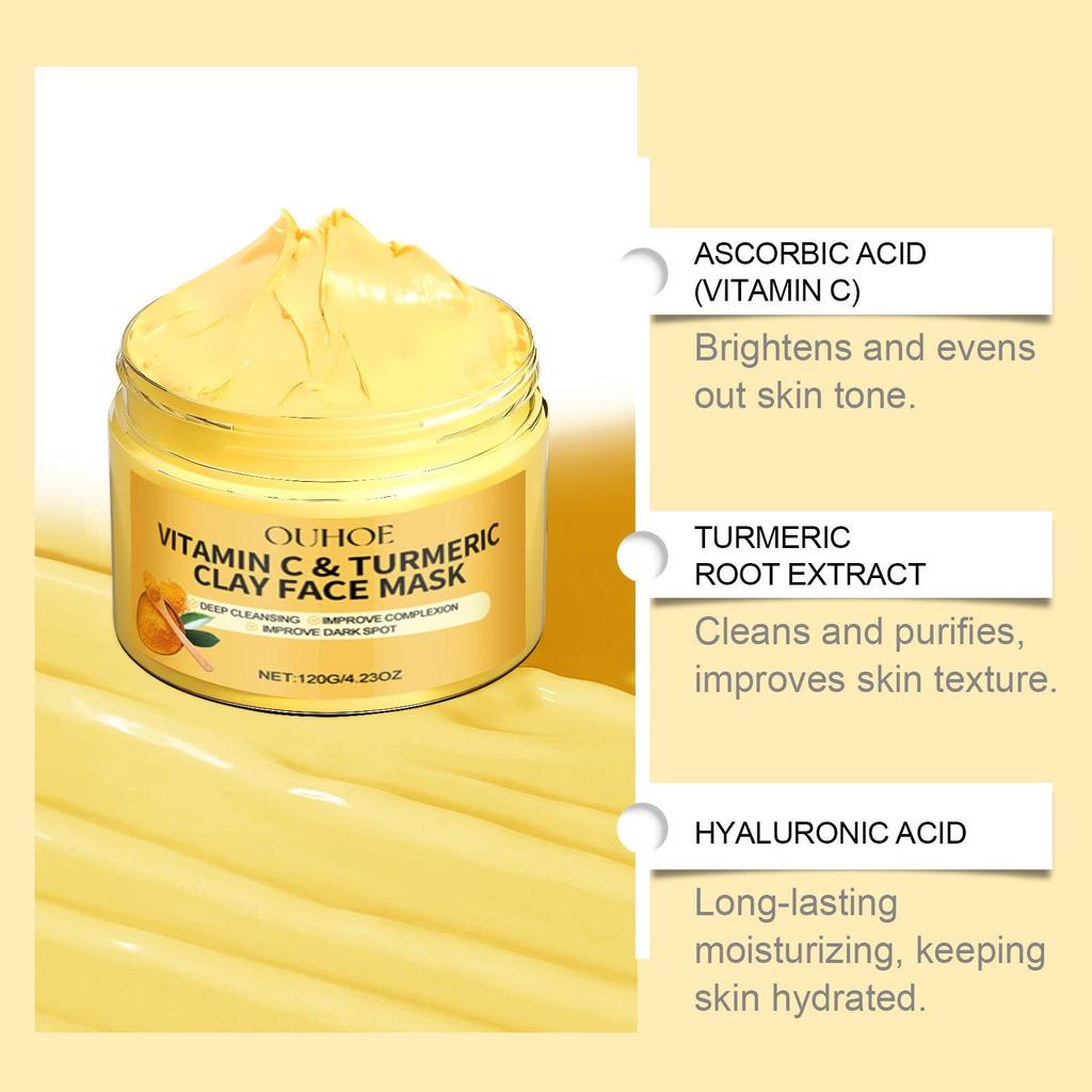 Vitamin C & Turmeric Clay Mask for Deep Cleansing and Brightening