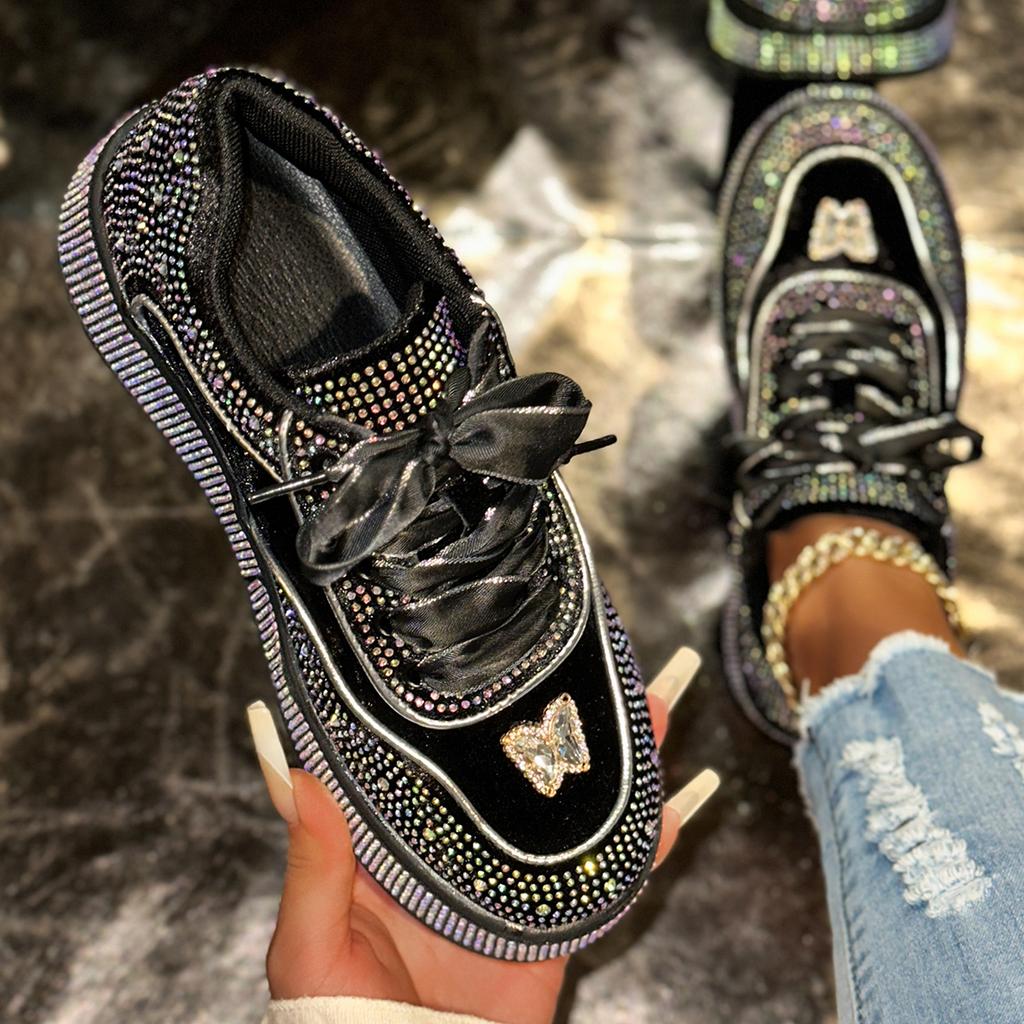 Fashion 2025 New Women Sneakers Luxury Designer Shoes Outdoor Platform Female Sneakers Women Fashion Luxury Rhinestone Ladies Shoes