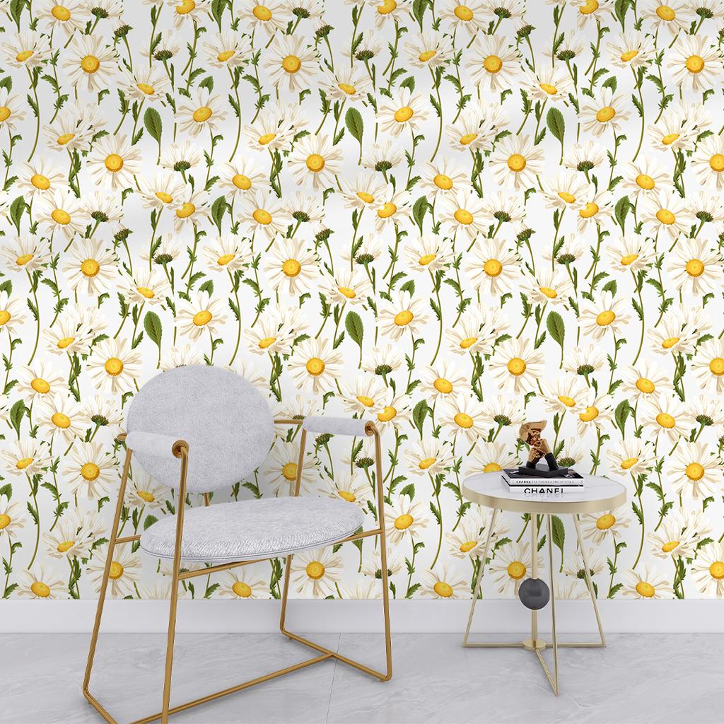 Vintage Daisy Peel and Stick Wallpaper Floral Self Adhesive Wallpaper Removable Contact Paper for Bedroom Living Room Wall Decor
